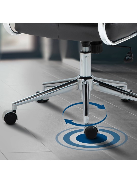 Silla de oficina Oakland cuero auténtico, negro