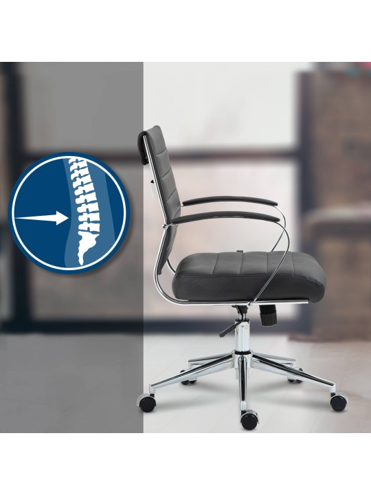 Silla de oficina Oakland cuero auténtico, negro