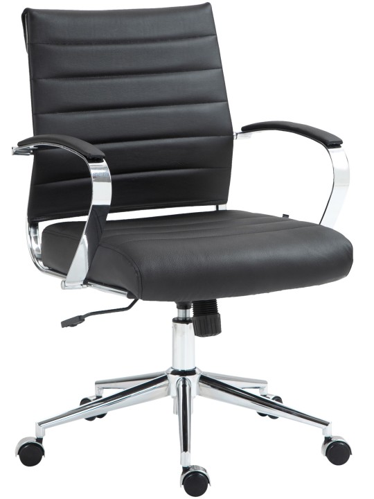 Silla de oficina Oakland cuero auténtico, negro