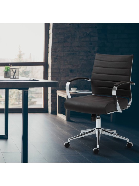 Silla de oficina Oakland cuero auténtico, marrón