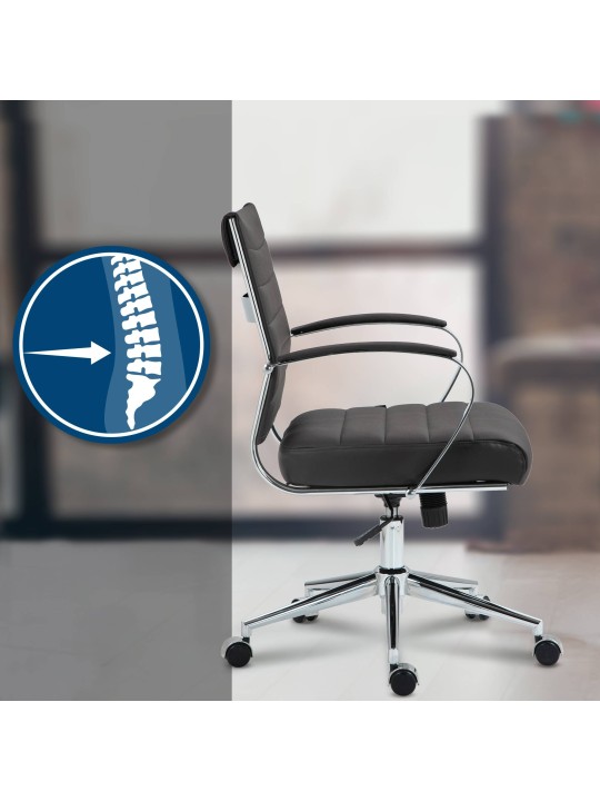 Silla de oficina Oakland cuero auténtico, marrón