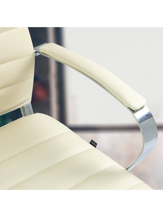 Silla de oficina Oakland cuero auténtico, crema