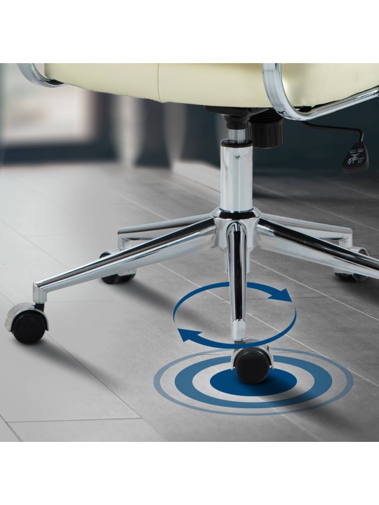 Silla de oficina Oakland cuero auténtico, crema