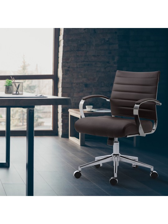 Silla de oficina Oakland polipiel, marrón