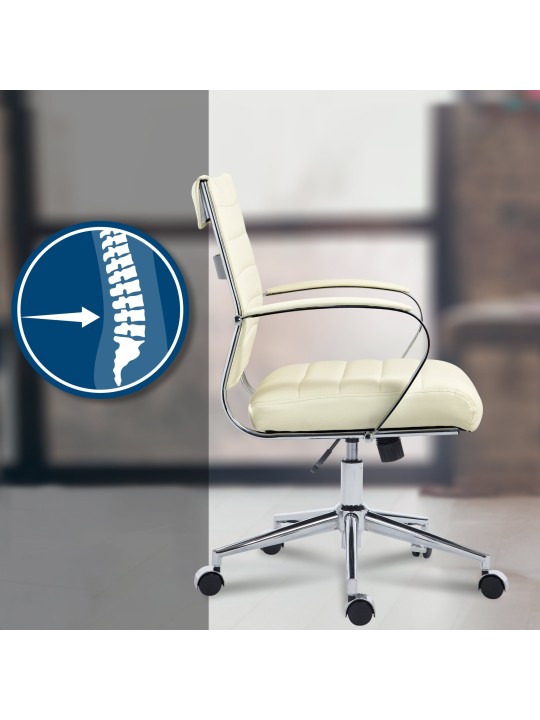 Silla de oficina Oakland polipiel, crema