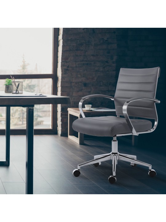 Silla de oficina Oakland polipiel, gris