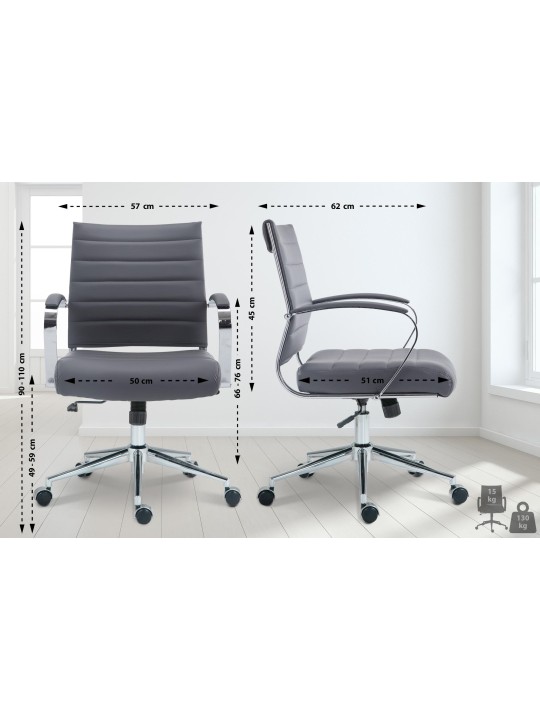 Silla de oficina Oakland polipiel, gris
