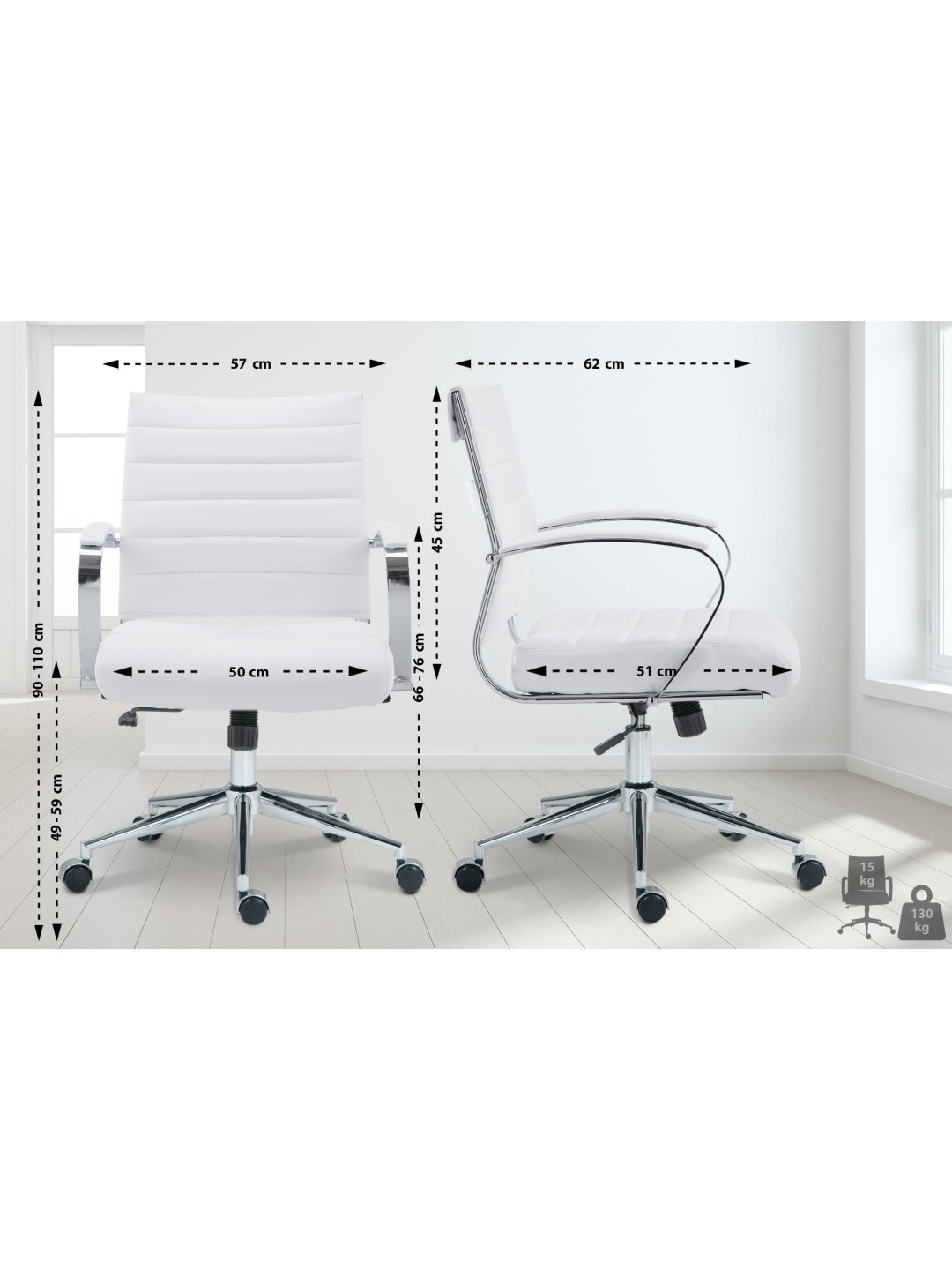 Silla de oficina Oakland polipiel, blanco