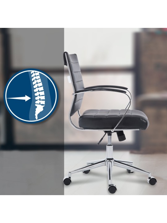 Silla de oficina Oakland polipiel, negro