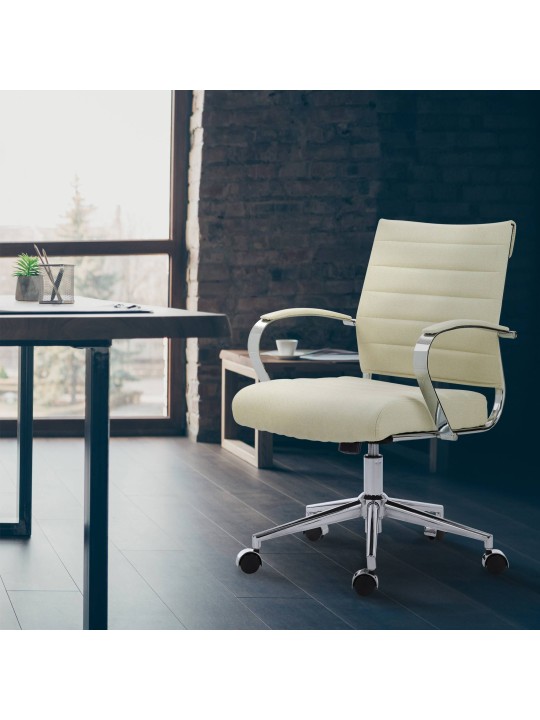 Silla de oficina Oakland tela, crema