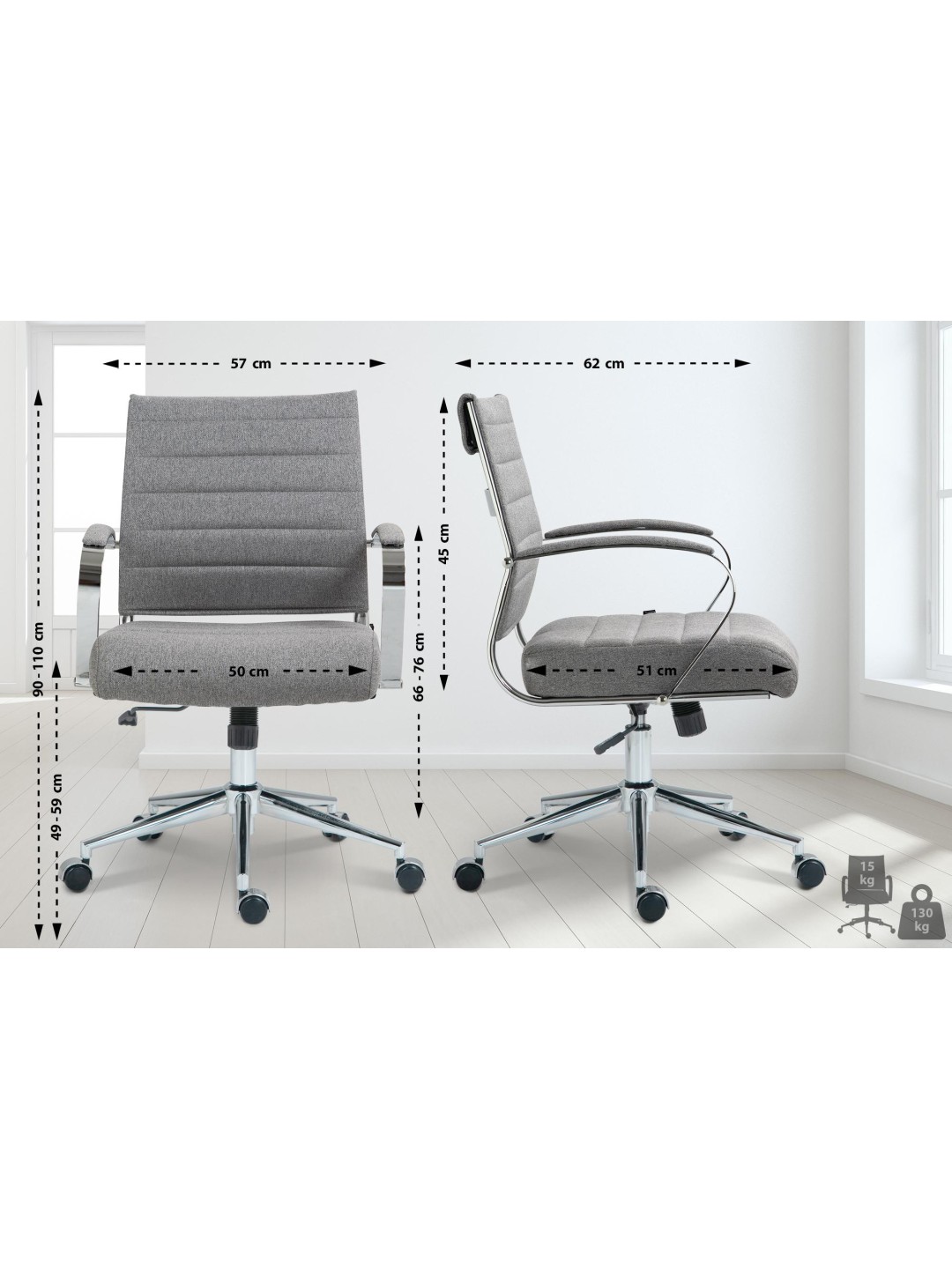 Silla de oficina Oakland tela, gris