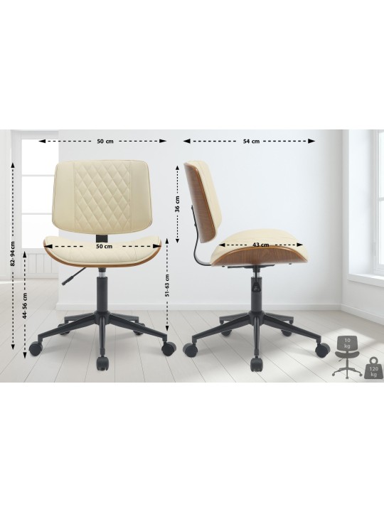 Silla de oficina Plover piel sintética, nogal/crema