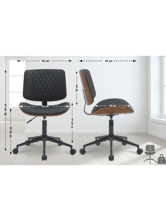 Silla de oficina Plover piel sintética, nogal/negro