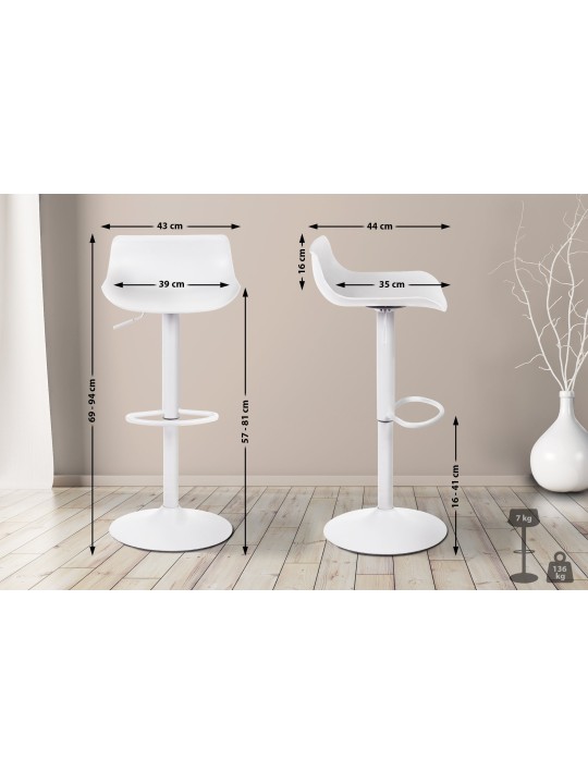 Taburete de bar Aveiro, blanco