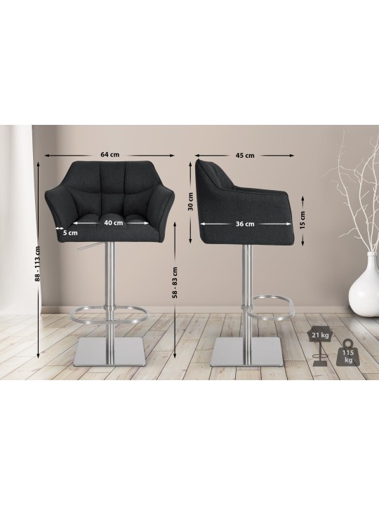 Taburete de bar Damaso E fieltro, antracita