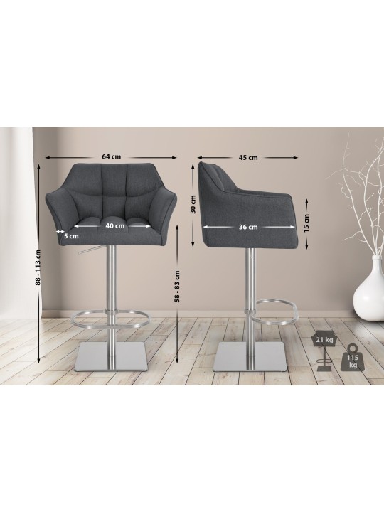 Taburete de bar Damaso E fieltro, gris