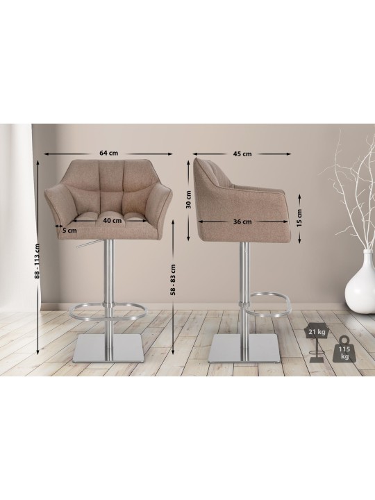 Taburete de bar Damaso E fieltro, taupe