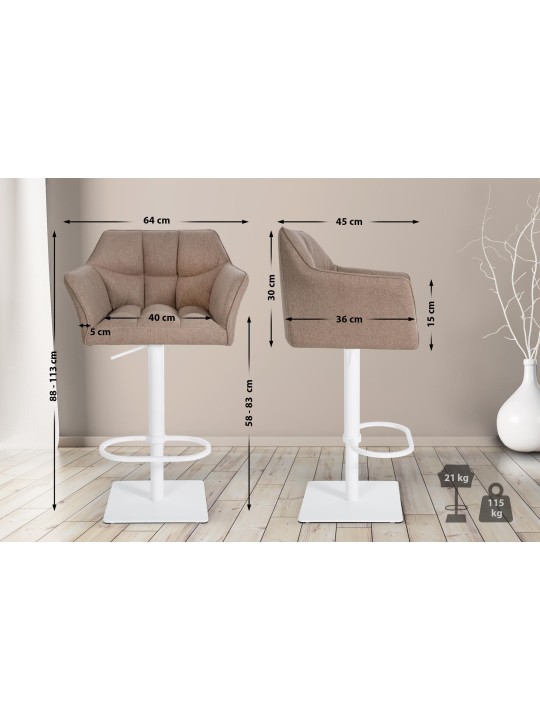 Taburete de bar Damaso W fieltro, taupe