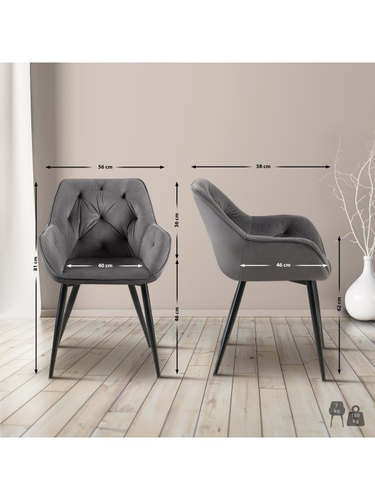 Silla de visita Cassis terciopelo, gris oscuro Silla de visita Cassis terciopelo, gris oscuro