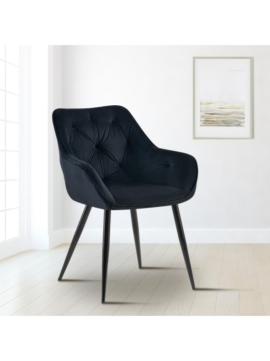 Silla de visita Cassis terciopelo, negro Silla de visita Cassis terciopelo, negro