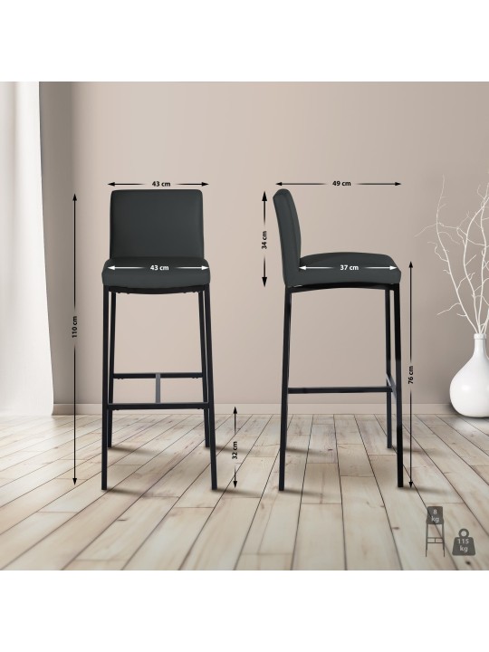Taburete de bar Freeport piel sintética B, gris oscuro