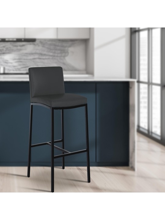 Taburete de bar Freeport piel sintética B, gris oscuro