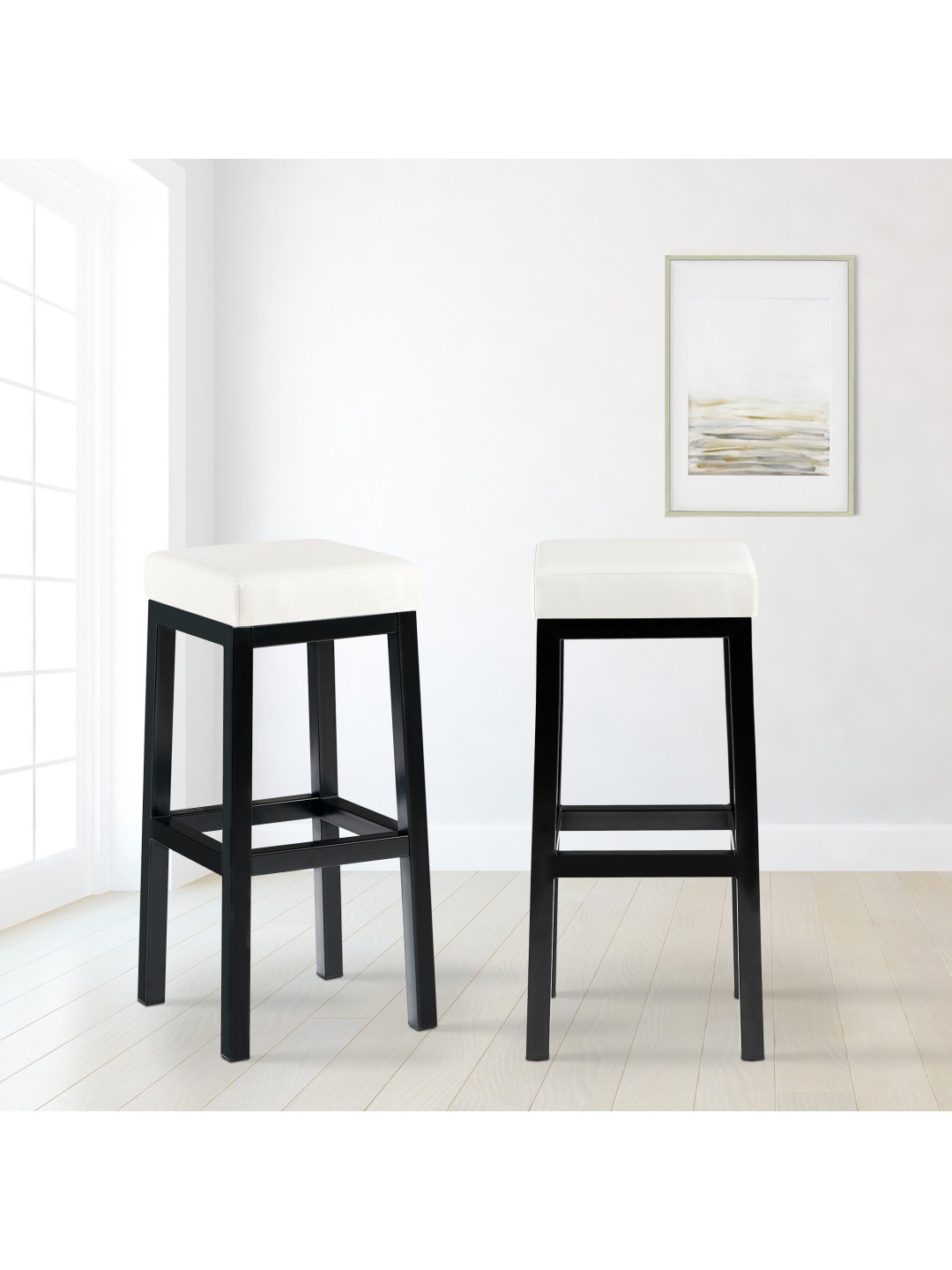 Taburete de bar Taylor B85 piel sintética, blanco