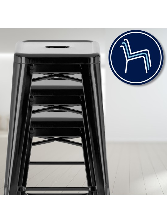Taburete de bar Joshua, negro Taburete de bar Joshua, negro