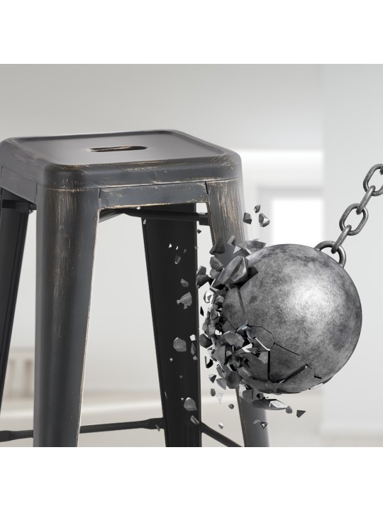 Taburete de bar Joshua antiguo, negro-oro Taburete de bar Joshua antiguo, negro-oro