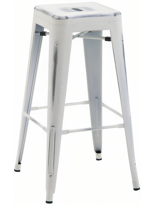 Taburete de bar Joshua, blanco antiguo