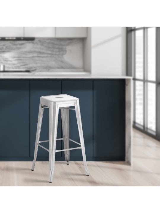 Juego de 2 taburetes de bar Joshua, plata Juego de 2 taburetes de bar Joshua, plata