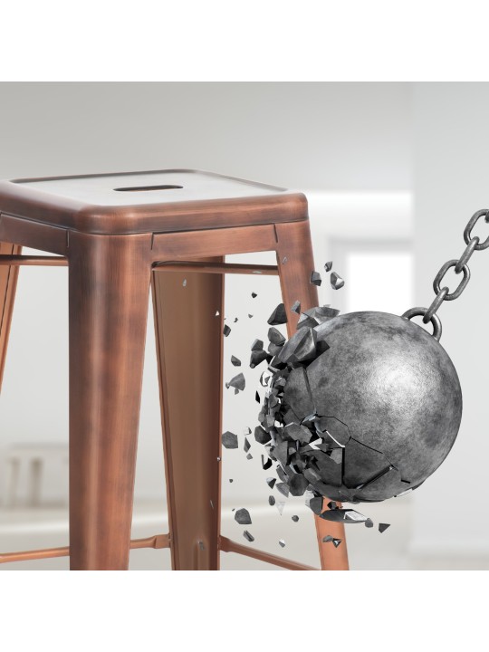 Juego de 4 taburetes de bar Joshua, cobre