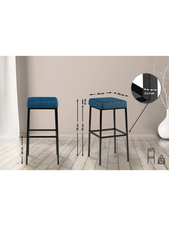 Taburete de bar Montreal B80 tela, azul