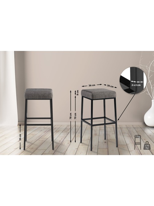 Taburete de bar Montreal B80 tela, gris