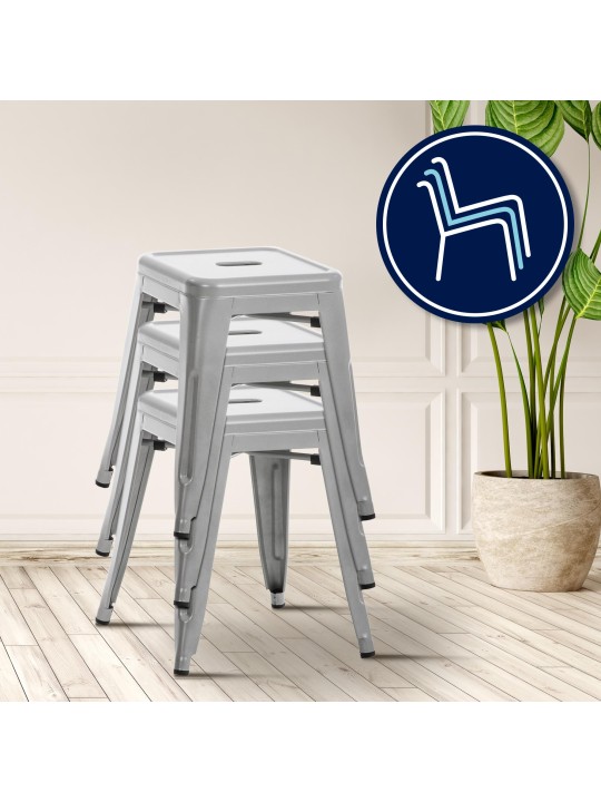 Taburete Armin, plata Taburete Armin, plata