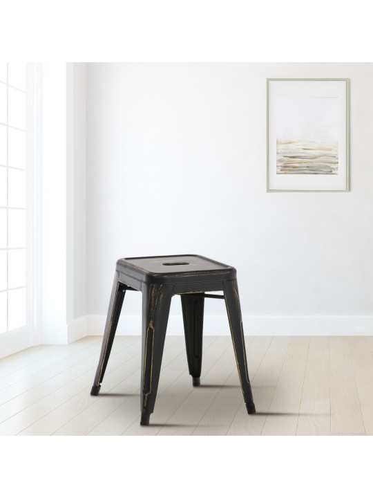 Taburete Armin antiguo, negro-oro