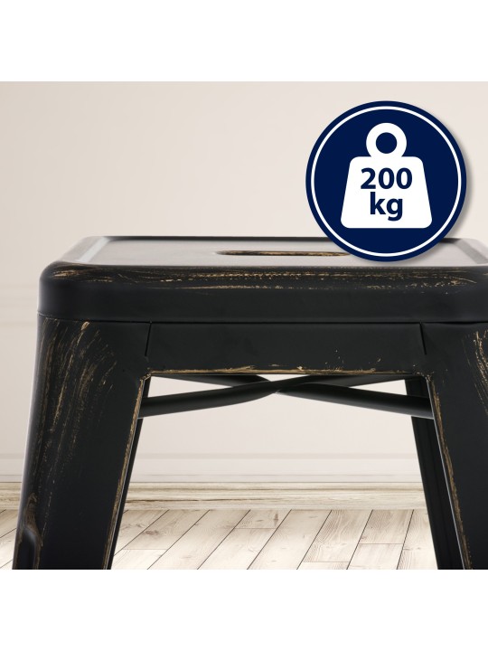 Taburete Armin antiguo, negro-oro