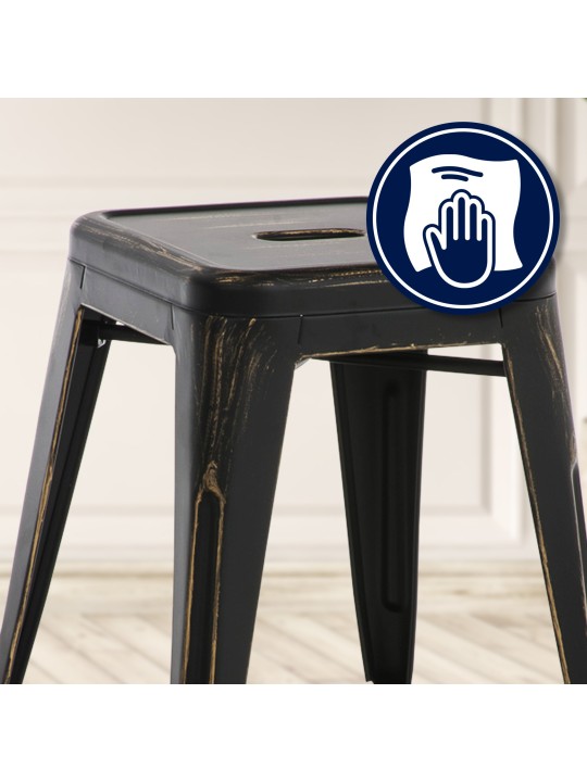 Taburete Armin antiguo, negro-oro