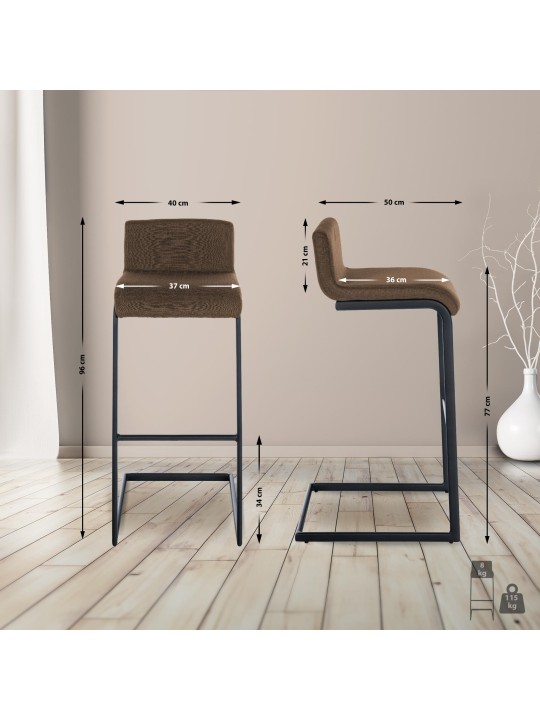 Taburete de bar Newport tela B, marrón Taburete de bar Newport tela B, marrón