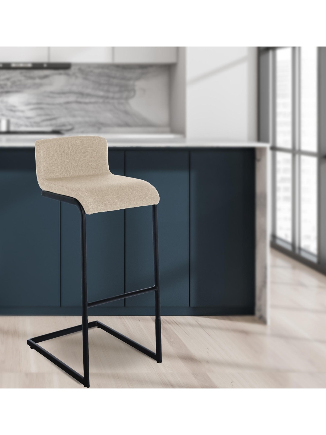 Taburete de bar Newport tela B, crema