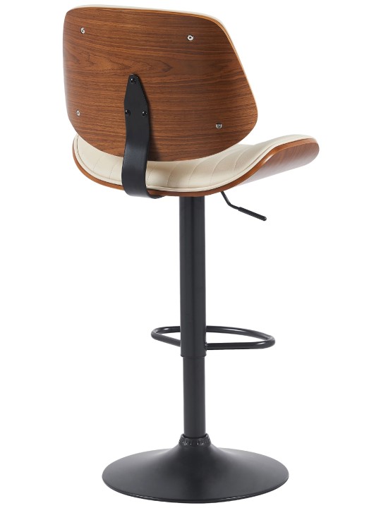 Taburete de bar Clawson de piel sintética, nogal/crema