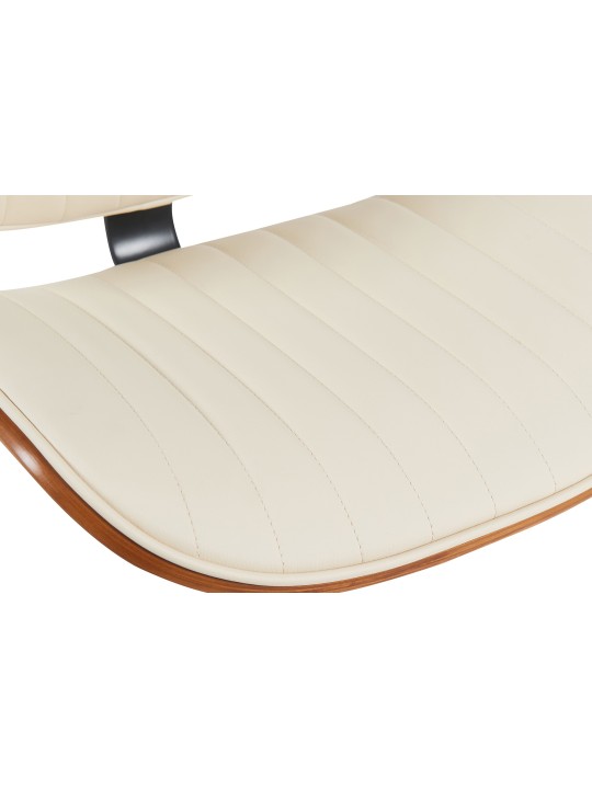 Taburete de bar Clawson de piel sintética, nogal/crema