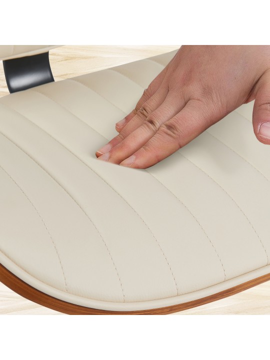 Taburete de bar Clawson de piel sintética, nogal/crema