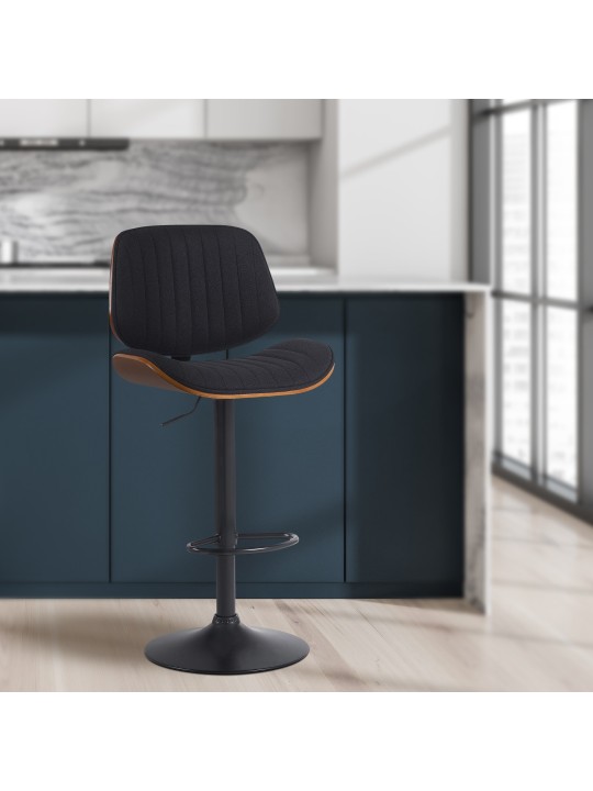 Taburete de bar Clawson tela, nogal/negro