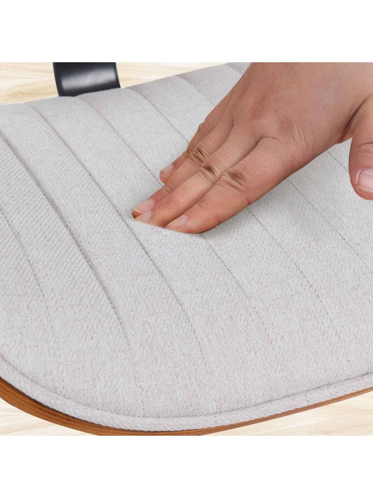 Taburete de bar Clawson tela cromo, nogal/crema