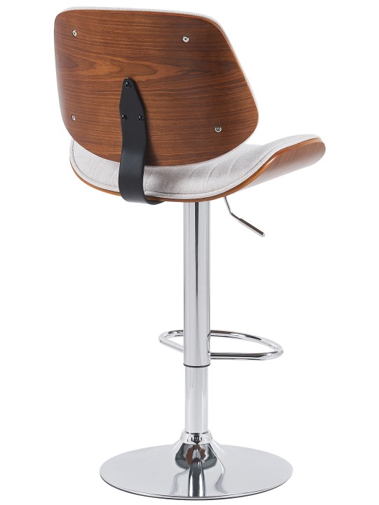 Taburete de bar Clawson tela cromo, nogal/crema