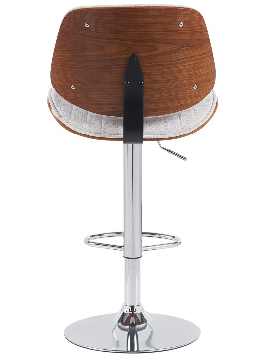 Taburete de bar Clawson tela cromo, nogal/crema