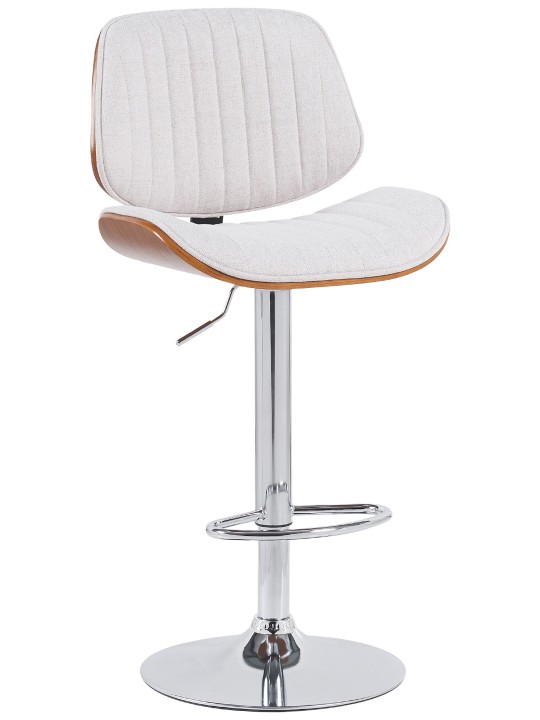 Taburete de bar Clawson tela cromo, nogal/crema