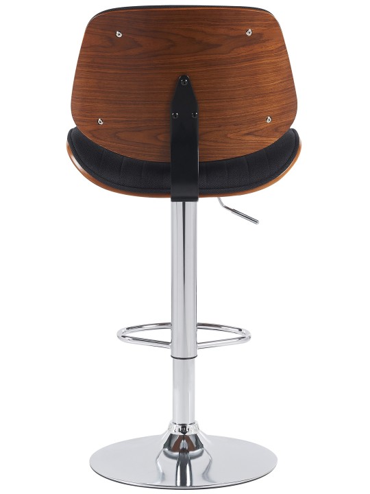 Taburete de bar Clawson tela cromo, nogal/negro