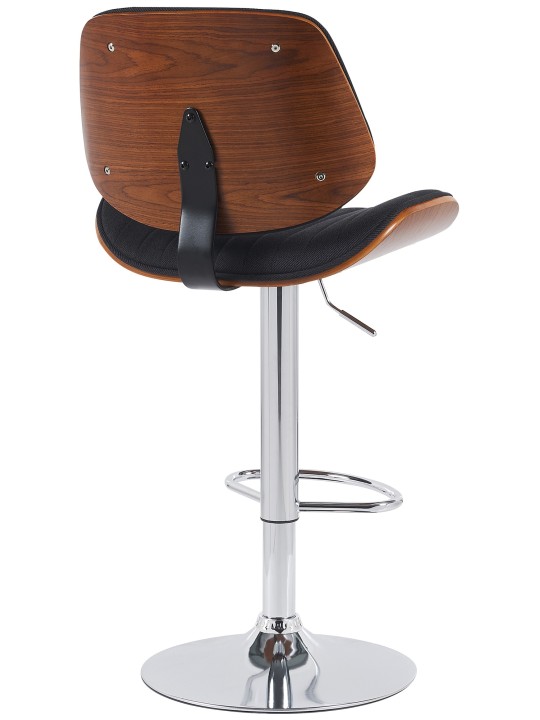 Taburete de bar Clawson tela cromo, nogal/negro